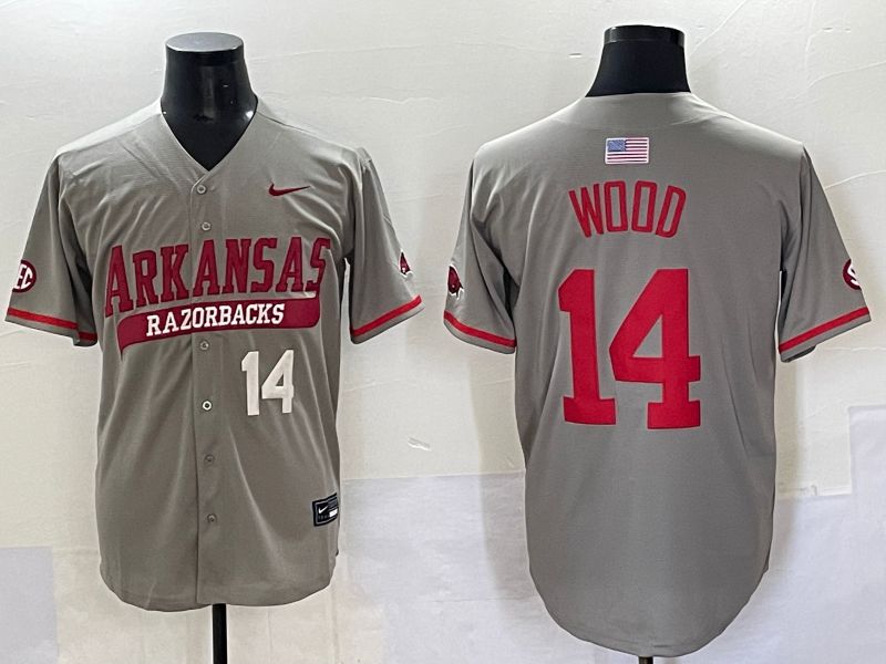 Men 2025 Alabama Crimson Tide #14 Wood Grey Nike Joint Name Nike NCAA Jersey style 6